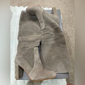 Vince Camuto Secillia Perforated Suede High Boot Size 7.5